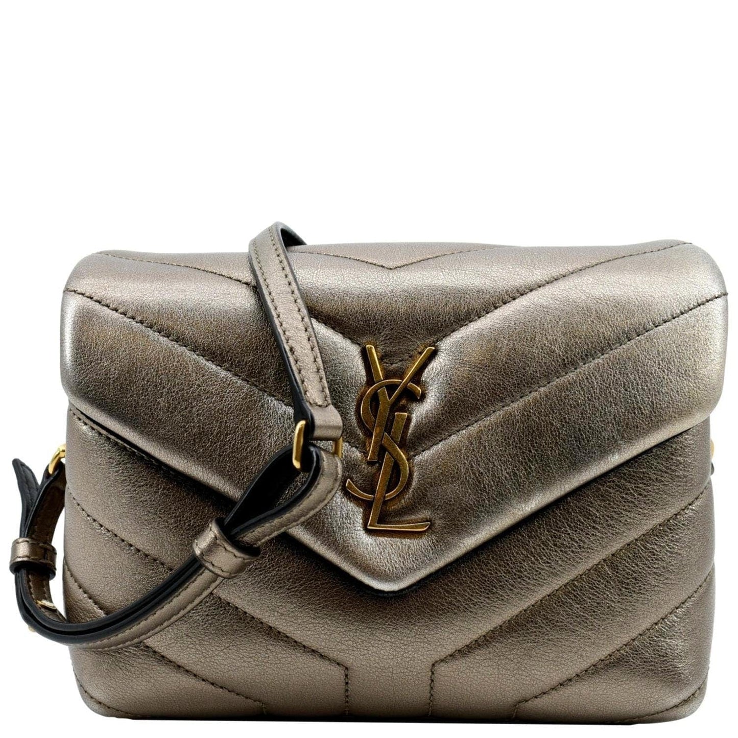YSL Saint Laurent Saint Loulou Toy Crossbody Bag Metallic Leather Matelasse
