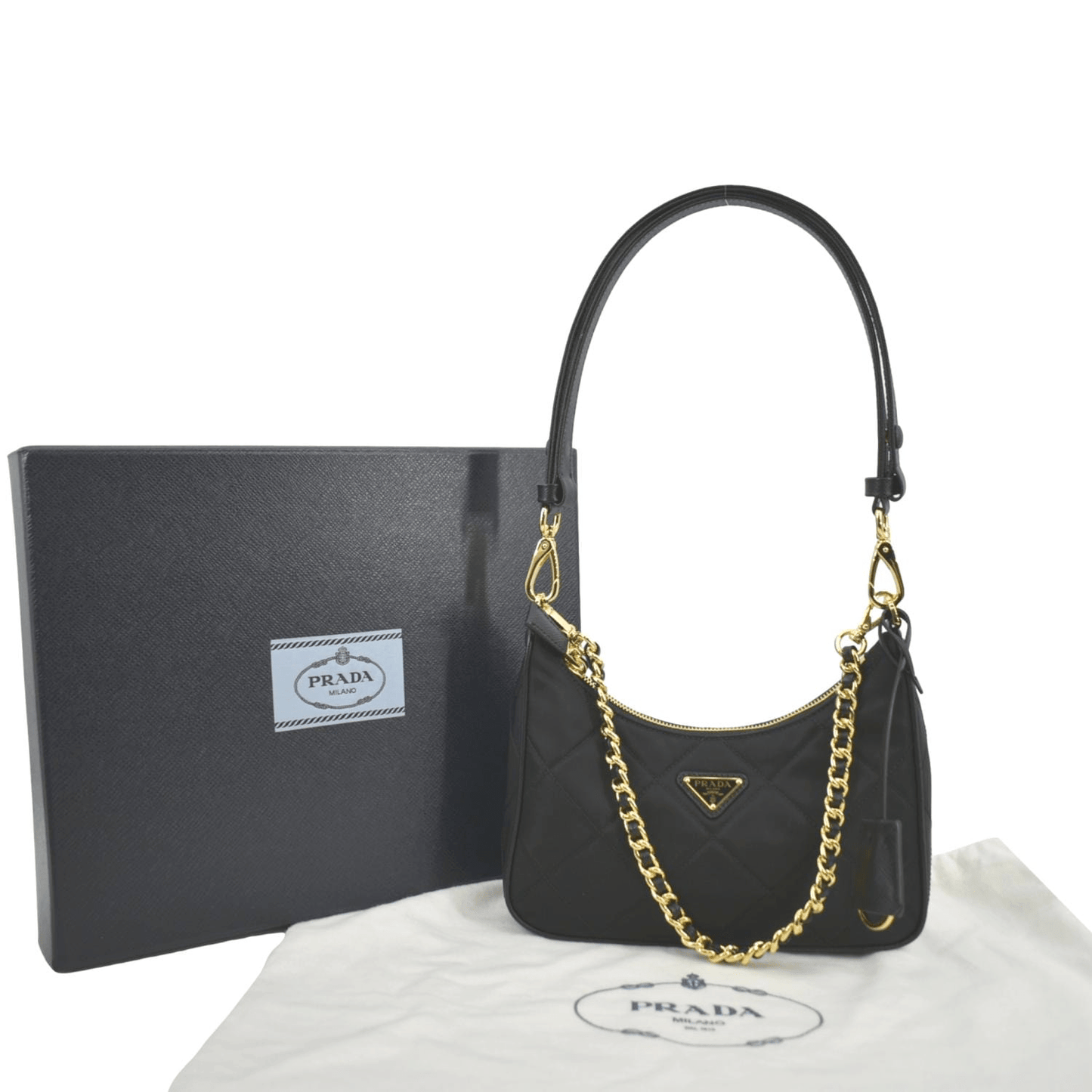 Prada Re Edition Re Shoulder Bag Nylon Black Chain