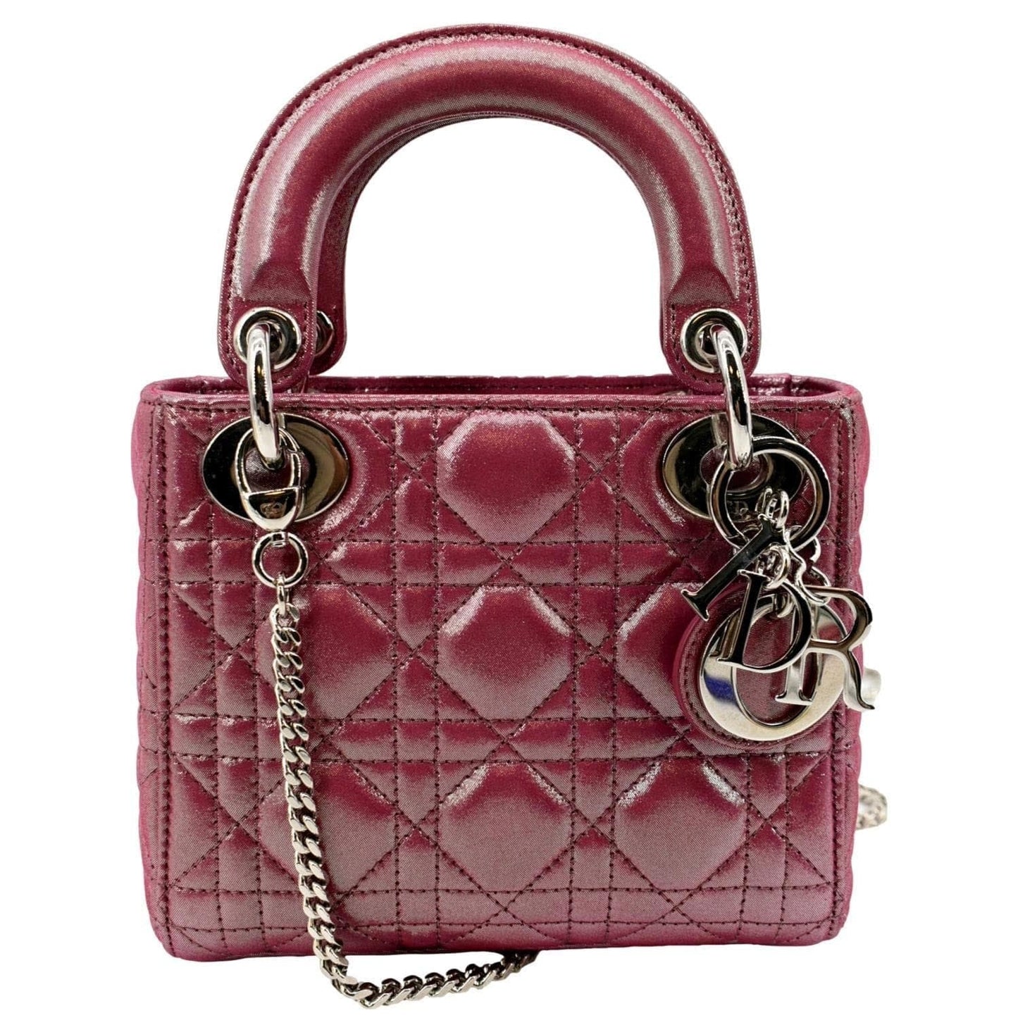 Dior Lady Pearlescent Cannage Lambskin Shoulder Bag Pink Mini