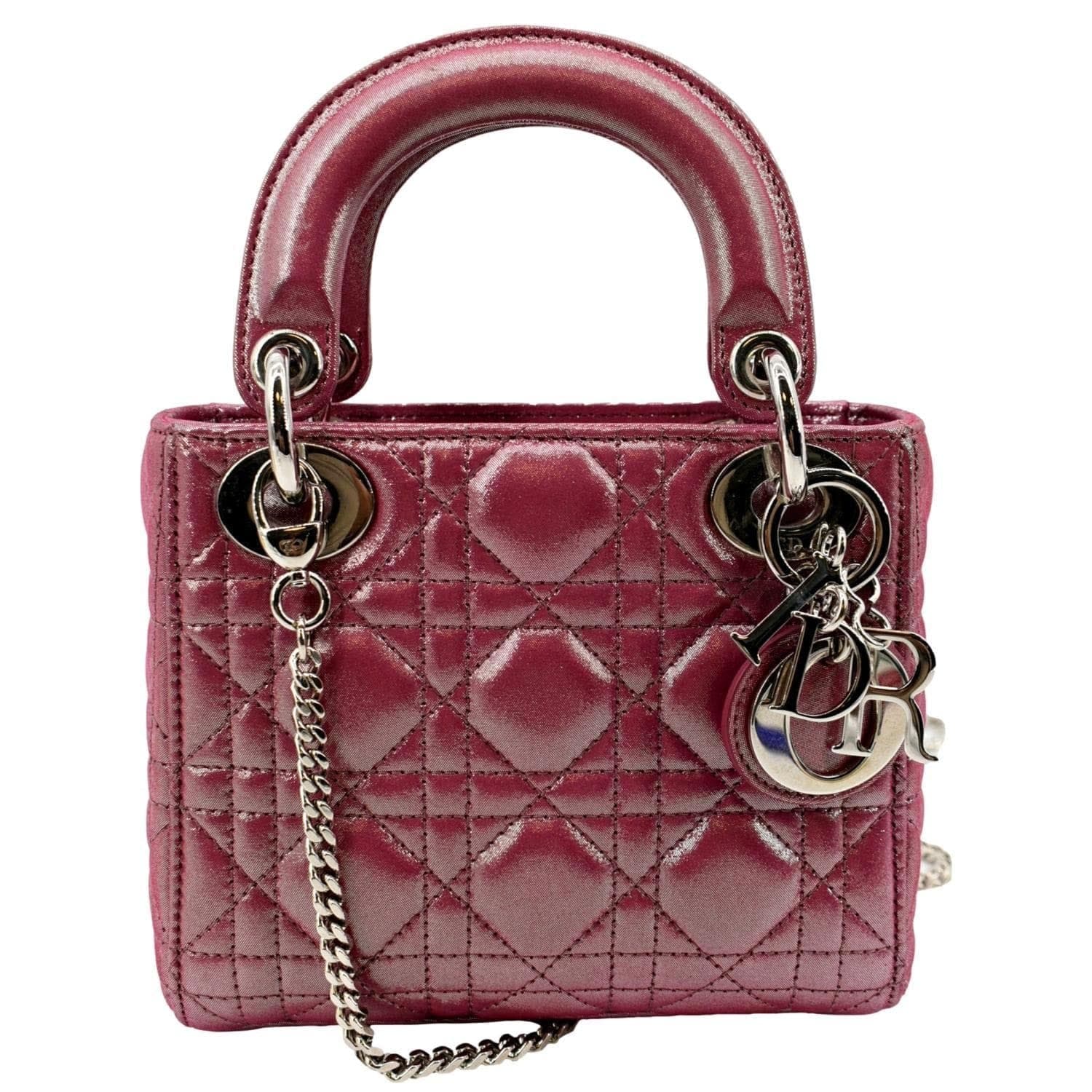 Dior Lady Pearlescent Cannage Lambskin Shoulder Bag Pink Mini