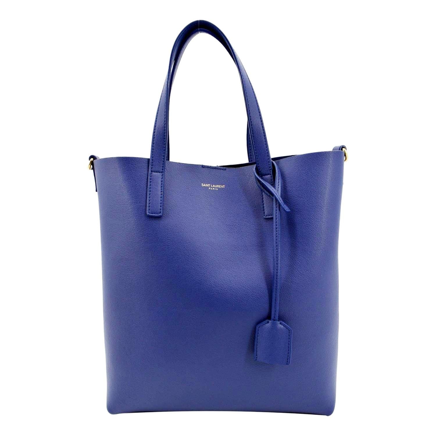 YSL Saint Laurent Yves Supple Shopping Tote Bag Leather Purple Toy Shoulder Bag