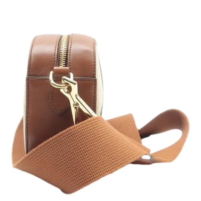 Gucci Web Shoulder Bag Canvas Beige