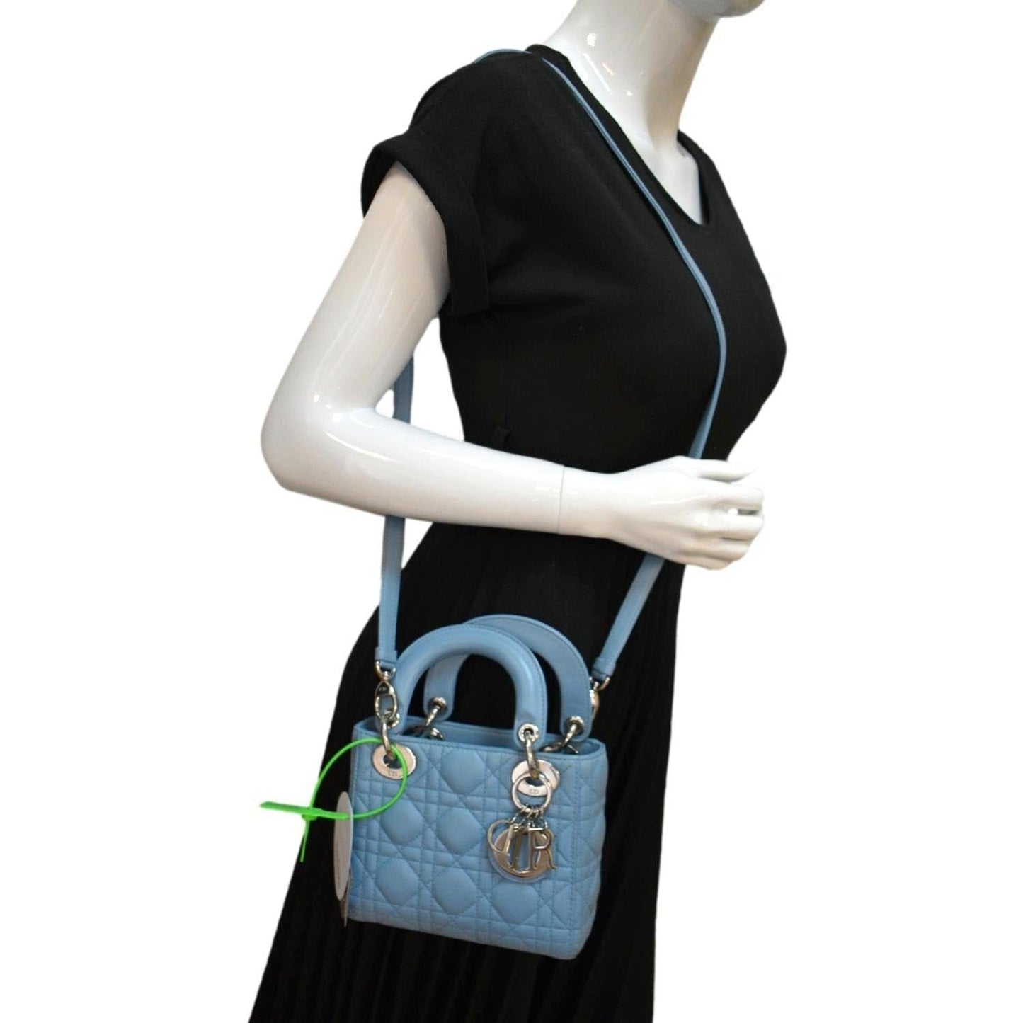 Dior Lady Cannage Shoulder Bag Leather Lambskin Blue Lady Dior Blue