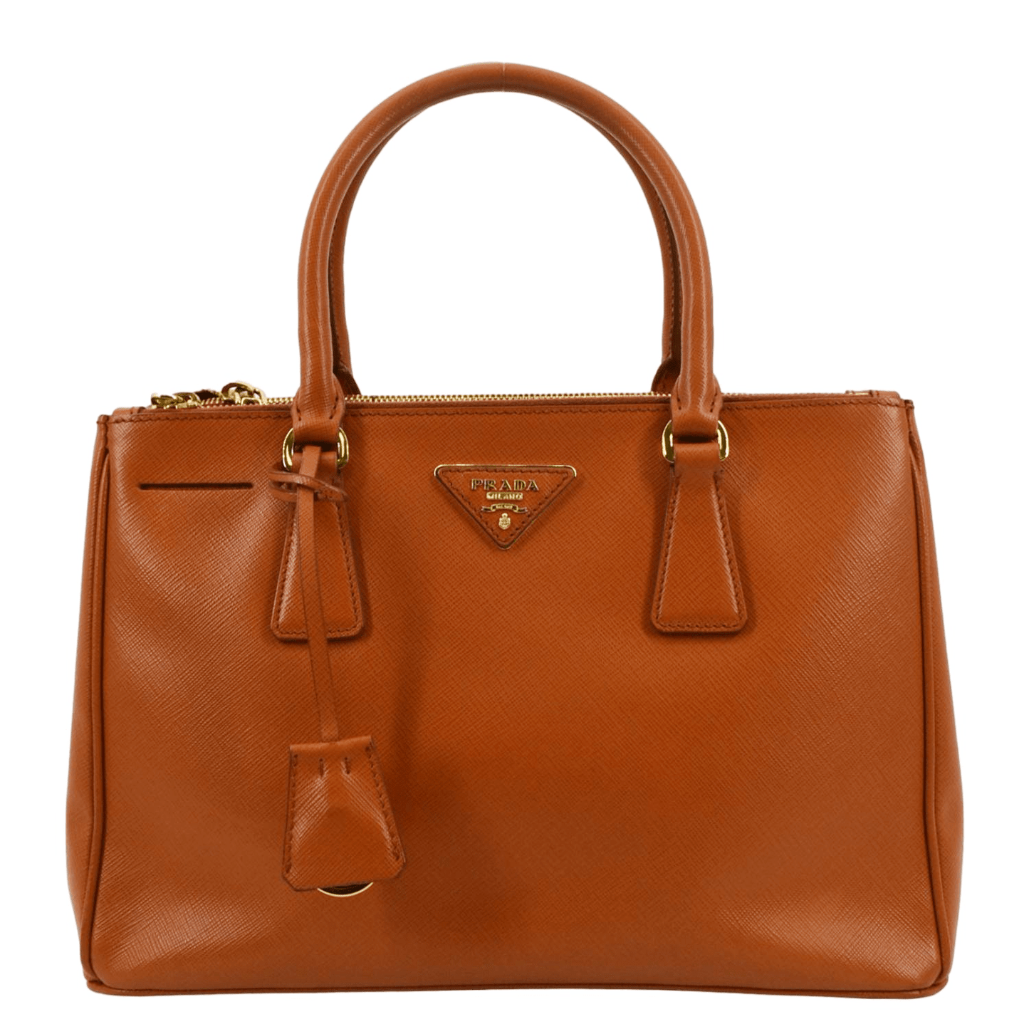Galleria Double Zip Saffiano Tote Bag Orange Leather