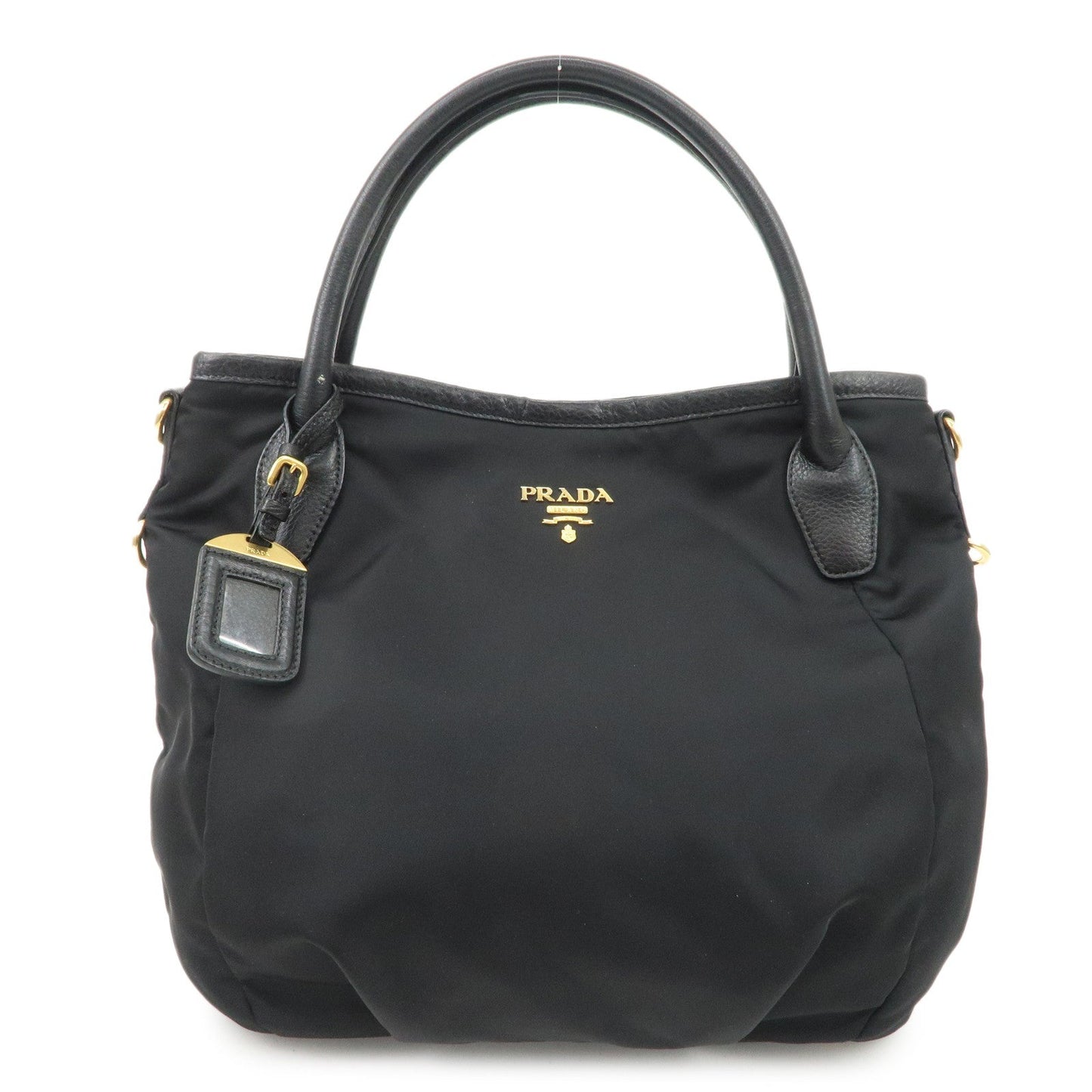 Prada Tote Bag 2way Hand Bag Hardware d Leather Nylon Black