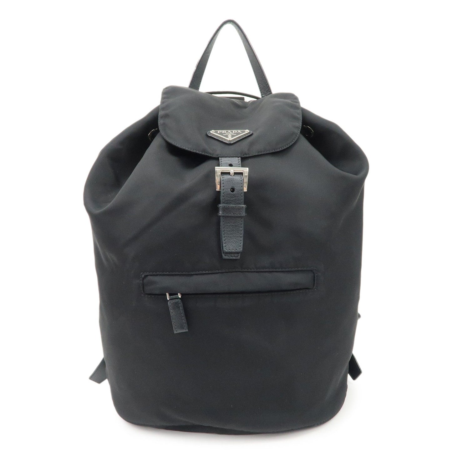 Prada Backpack Triangle Ruck Sack d Leather Nylon Black