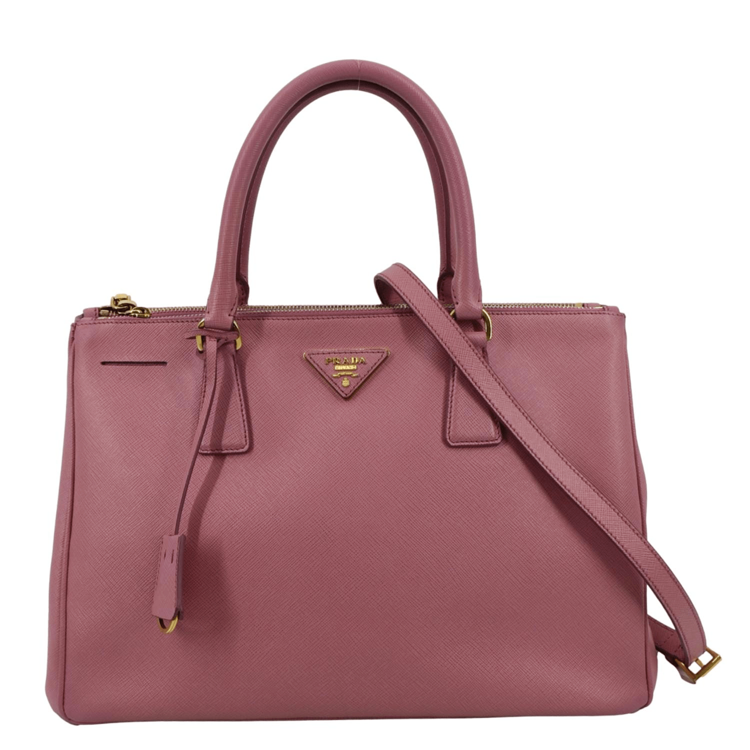 Galleria Double Zip Saffiano Tote Bag Leather Pink Bag Pink