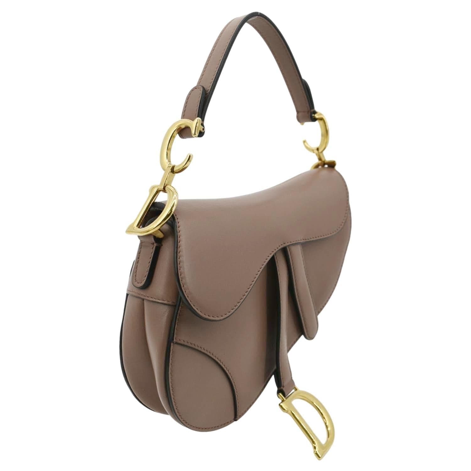 Dior Saddle Calfskin Satchel Bag Rose Taupe Leather