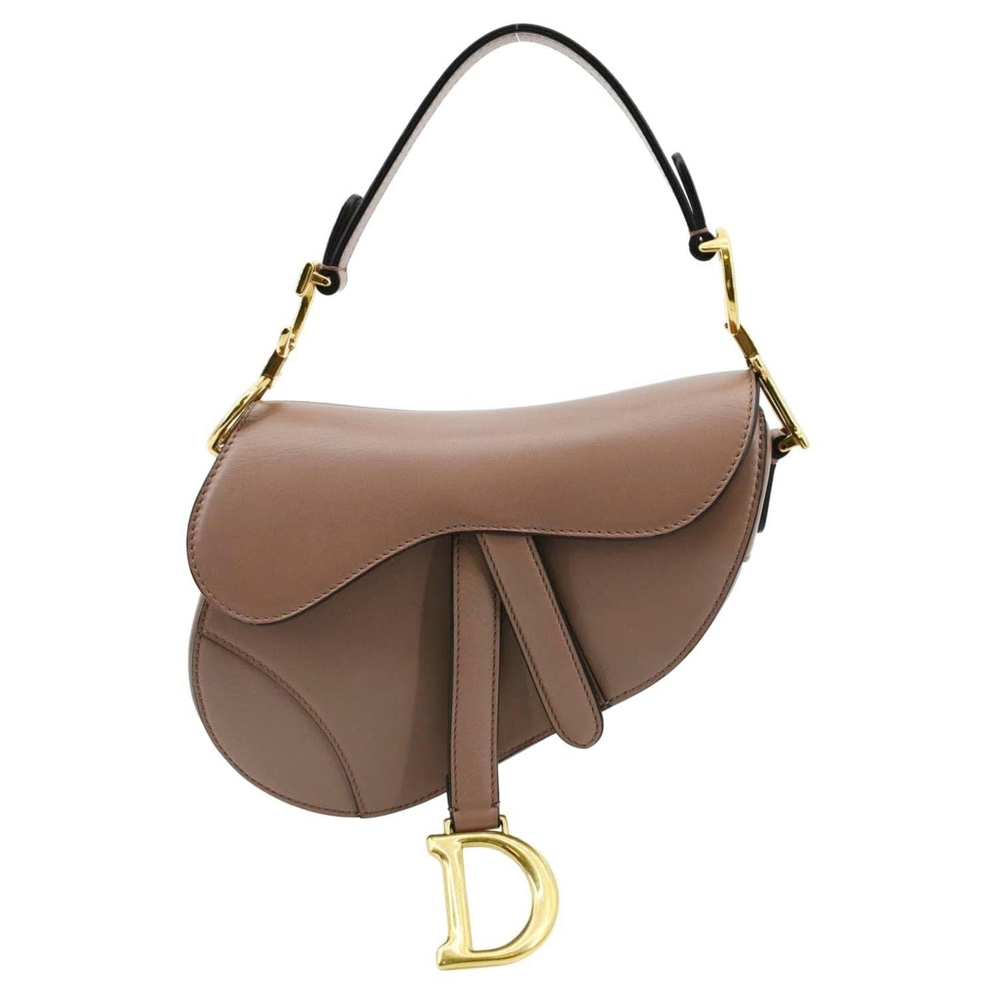 Dior Saddle Calfskin Satchel Bag Rose Taupe Leather Travel Bag