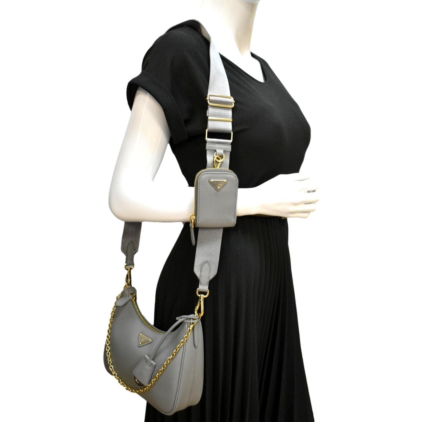 Re Edition Saffiano Shoulder Bag Gray Leather