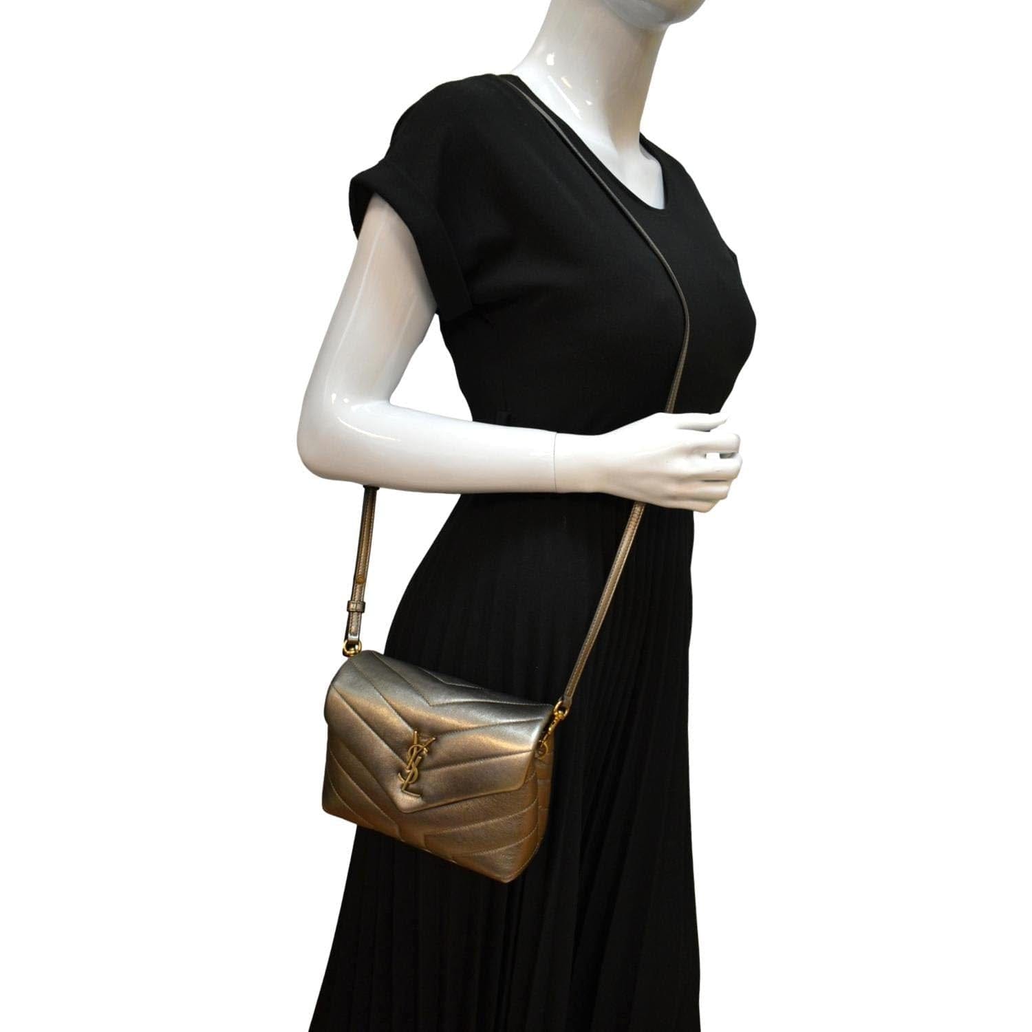 YSL Saint Laurent Saint Loulou Toy Crossbody Bag Metallic Leather Matelasse