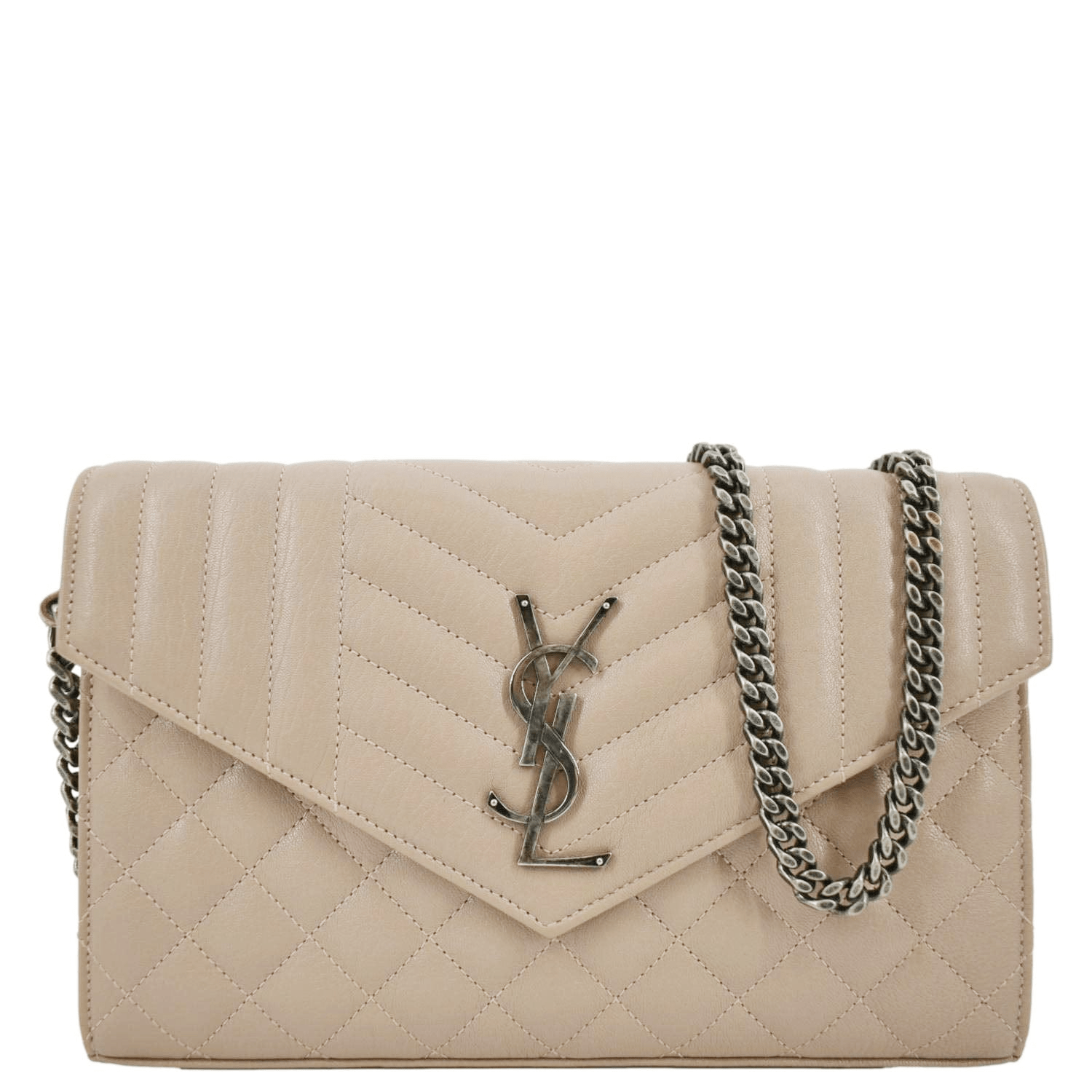 YSL Saint Laurent Saint Woc Mixed Wallet Dark Crossbody Bag Leather Matelasse