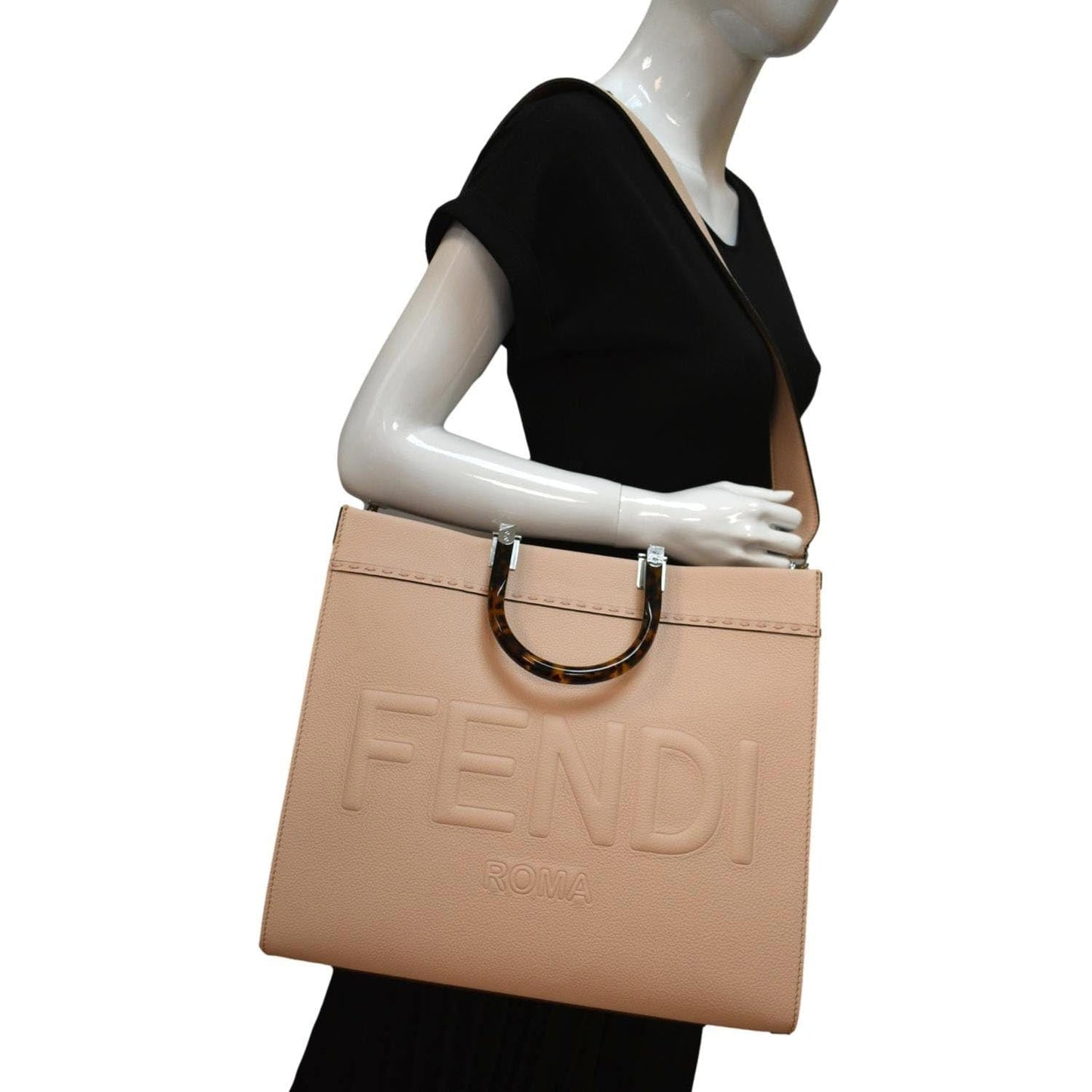 Fendi Sunshine Full Grain Shopper Tote Beige Medium Tote Bag