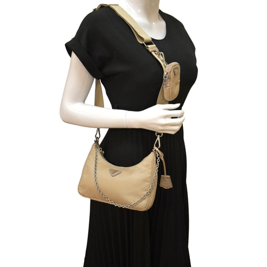 Prada Re Edition Re Shoulder Bag Nylon Beige Re Nylon 2