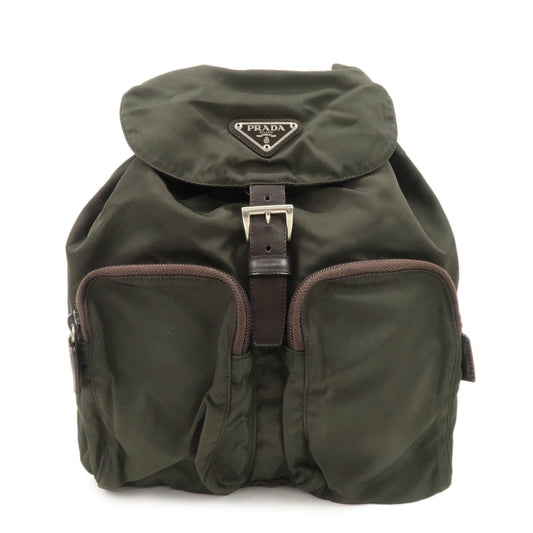 Prada Backpack Triangle d Leather Nylon Logo