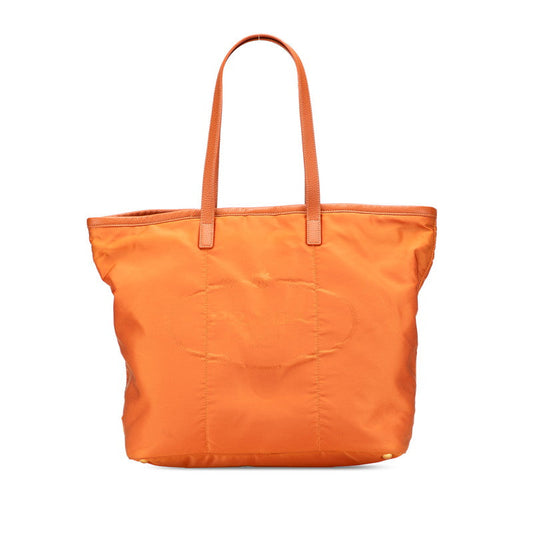 Prada Jacquard Tote Bag Leather Nylon Logo