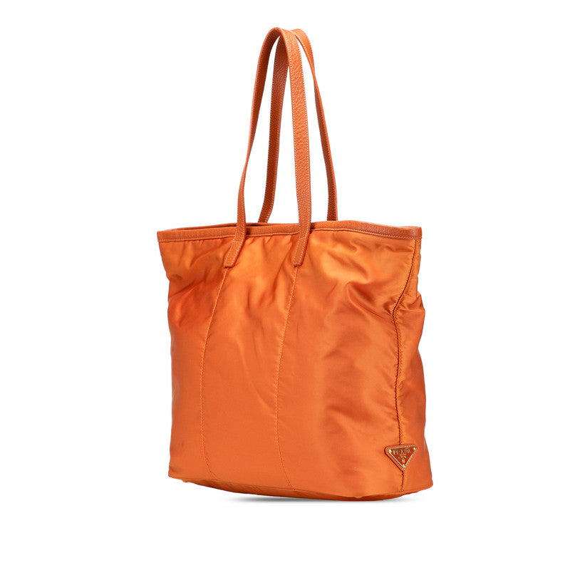 Prada Jacquard Tote Bag Leather Nylon Logo