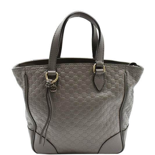 Gucci Bree ssima Tote Crossbody Bag Grey Leather Small