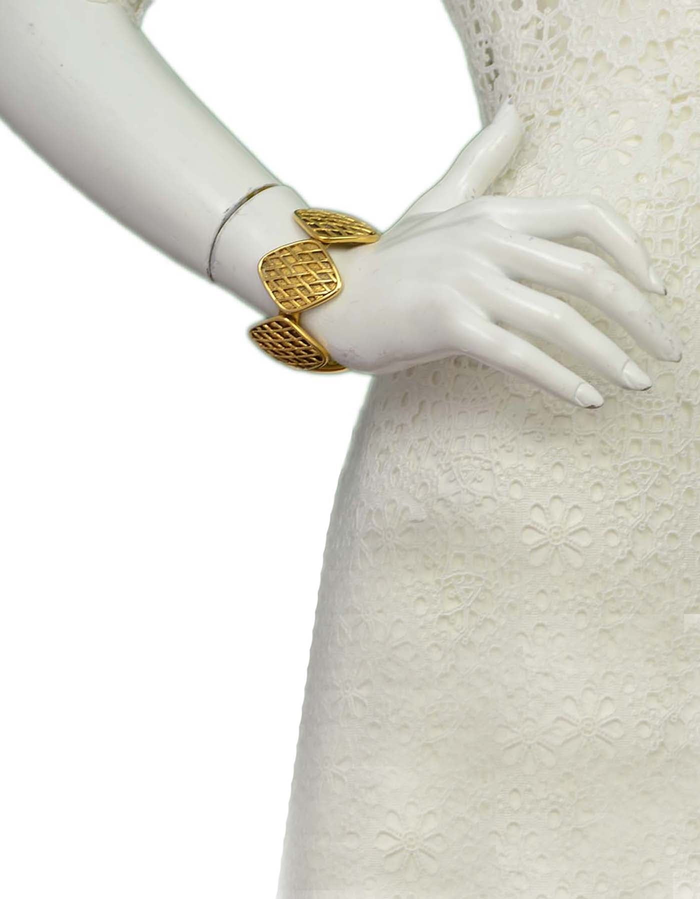 Chanel ' Gold Quilted Medallion Cuff Bracelet