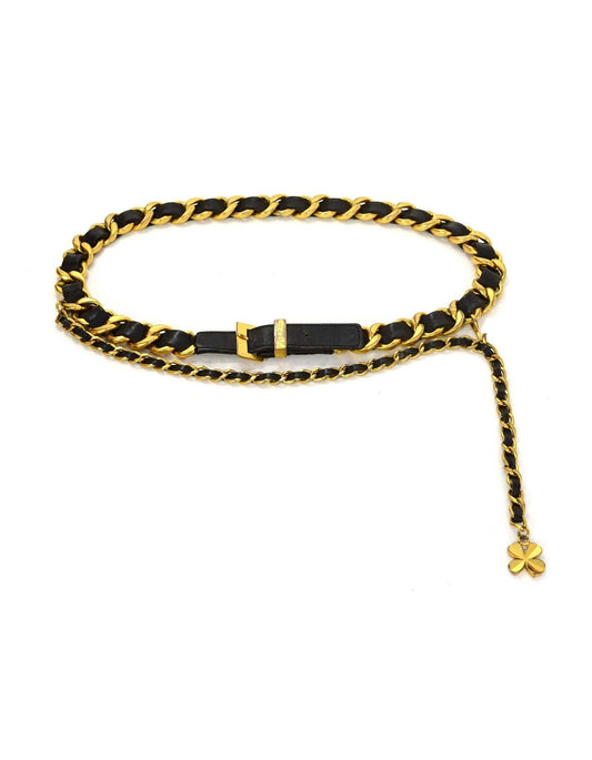 Chanel 93 Leather Woven Chain Link Belt sz 75
