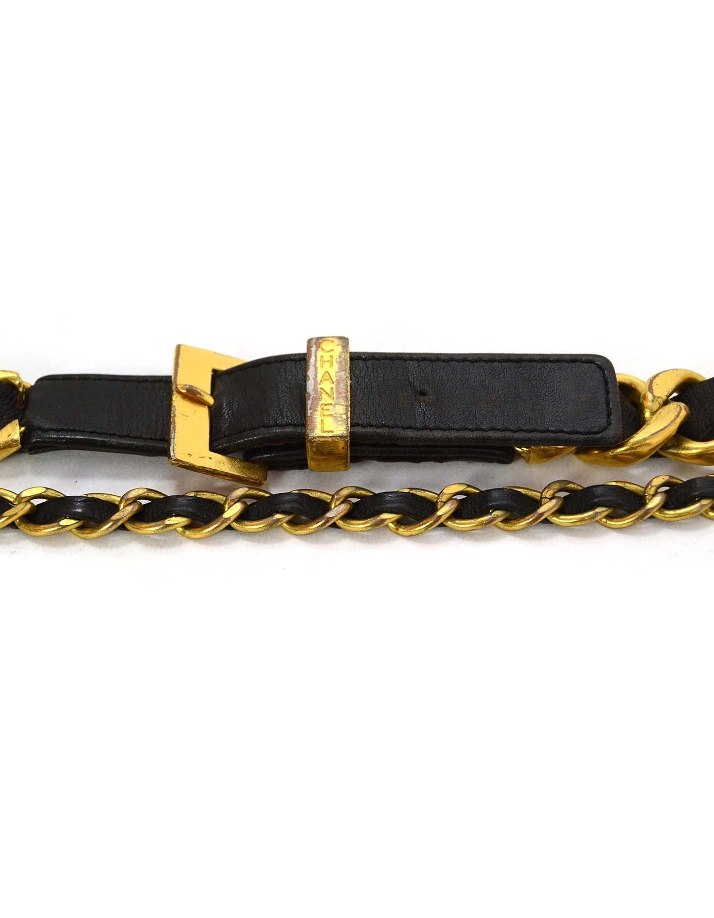 Chanel 93 Leather Woven Chain Link Belt sz 75