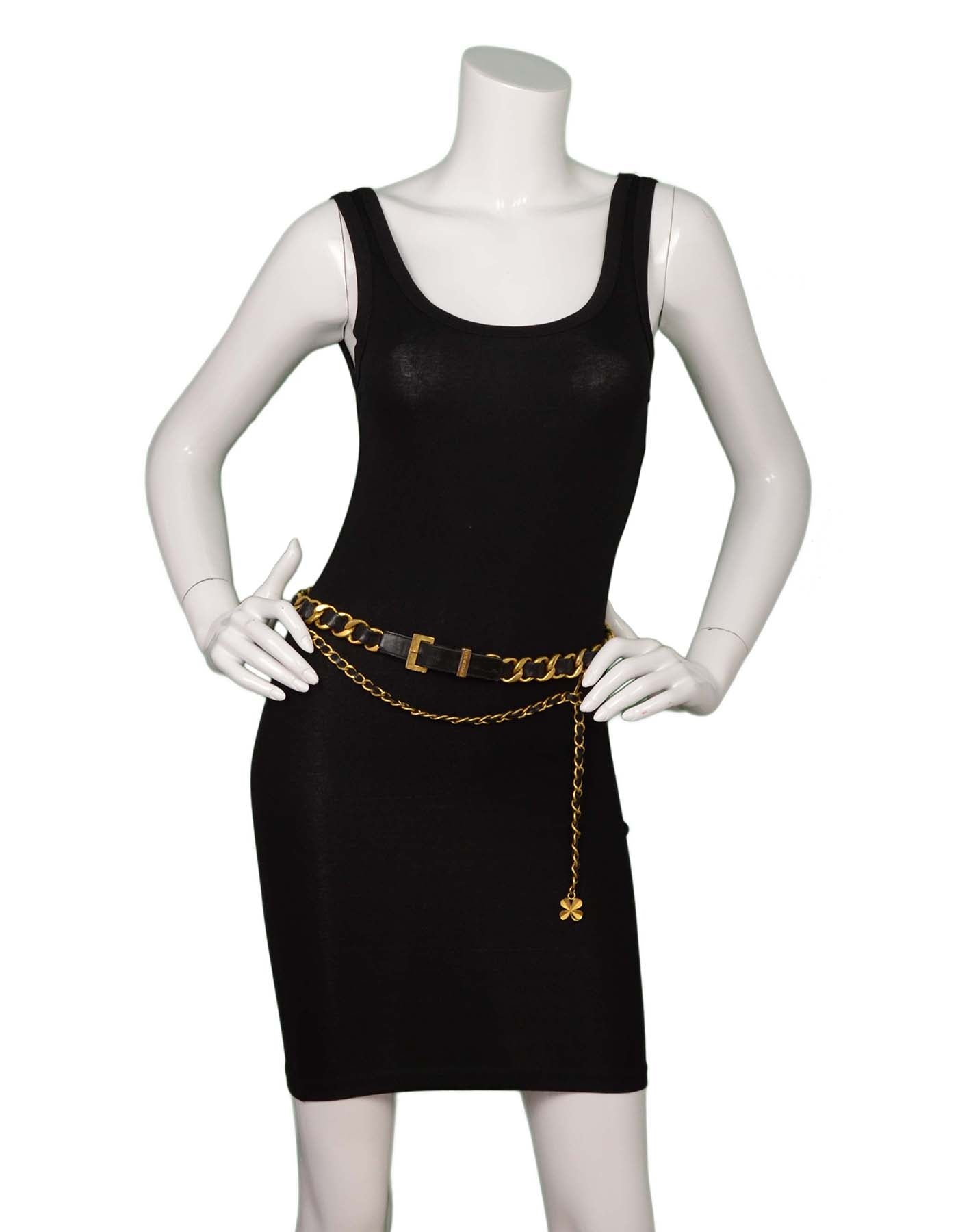 Chanel 93 Leather Woven Chain Link Belt sz 75