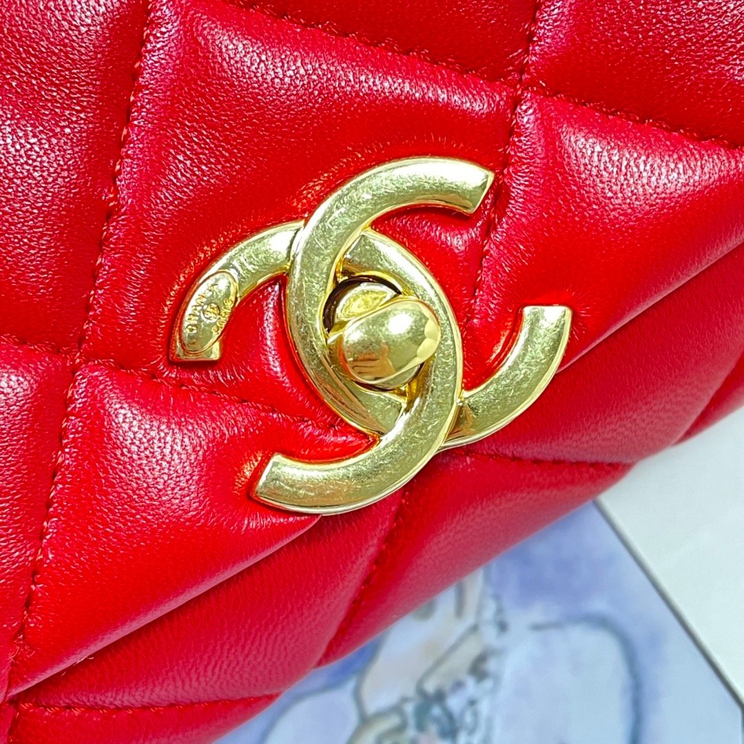 CHLMini Hardware , ’s , Red Gold Flap Shoulder Bag
