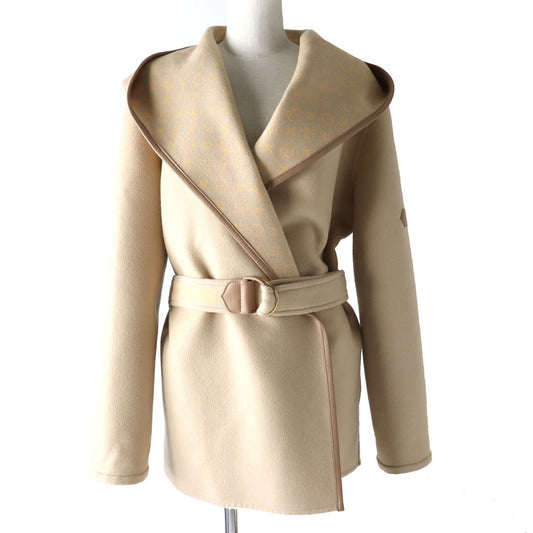 Louis Vuitton coat part sheepskin 38 Leather Wool Beige Apparel
