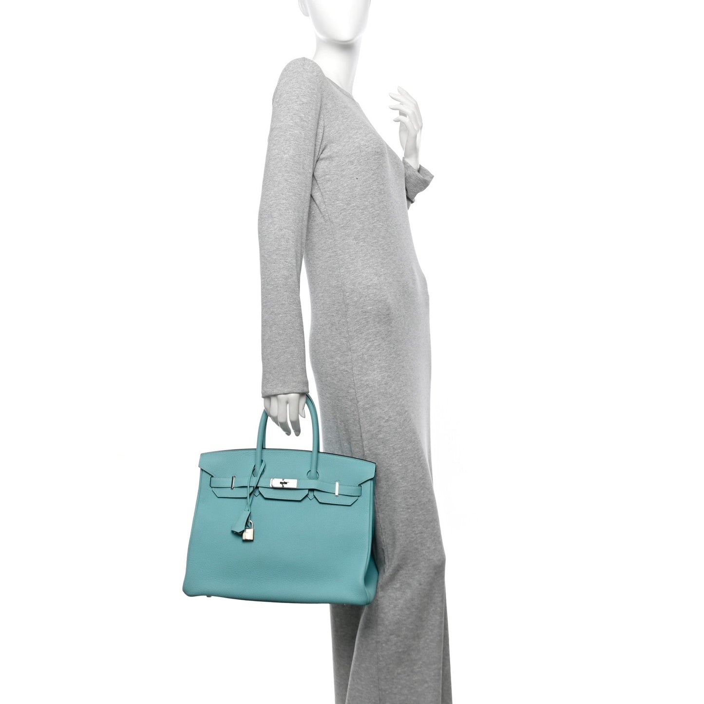 Hermes Togo Birkin Bleu Atoll Handbag Travel Bag