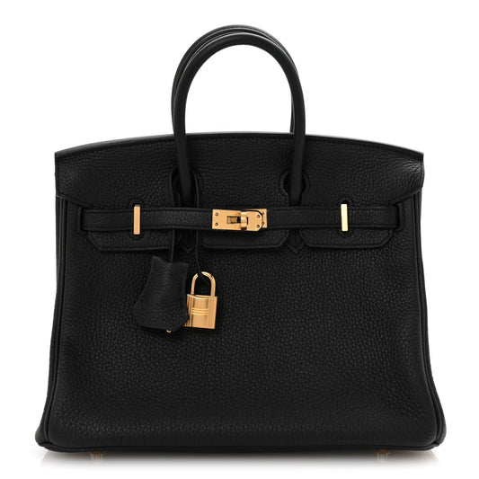 Hermes Togo Birkin Handbag Black Travel Bag 25 Black 1725861