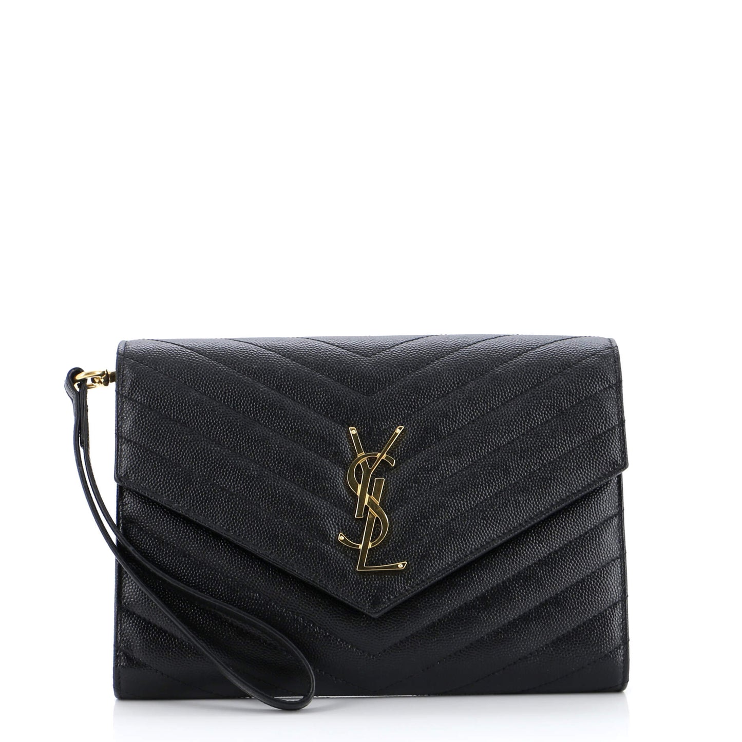 YSL Saint Laurent Saint Laurent Trending Classic Envelope Wristlet Clutch Leather Matelasse Clutch B Chevron Leathe