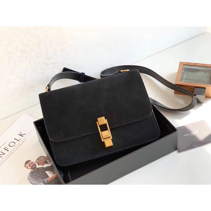 YSL Saint Laurent Le Carre 9in 23cm Black Satchel Bag