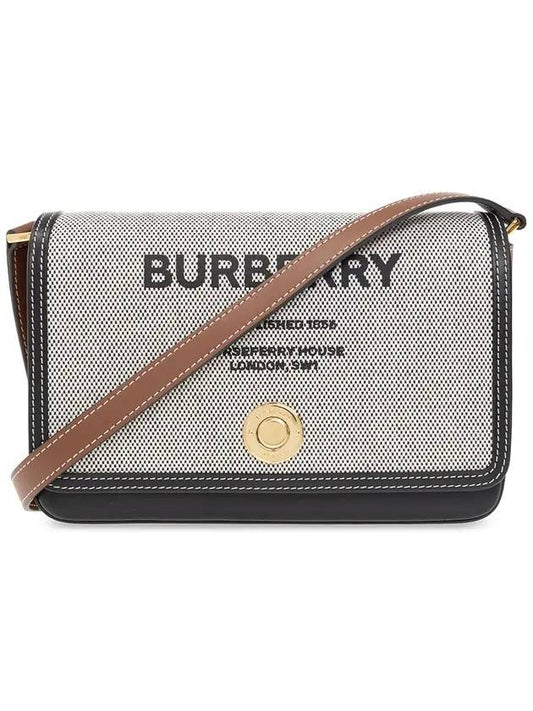 Burberry Luxury Horseferry Print Cotton Cross Bag Leather Canvas Black Travel Bag