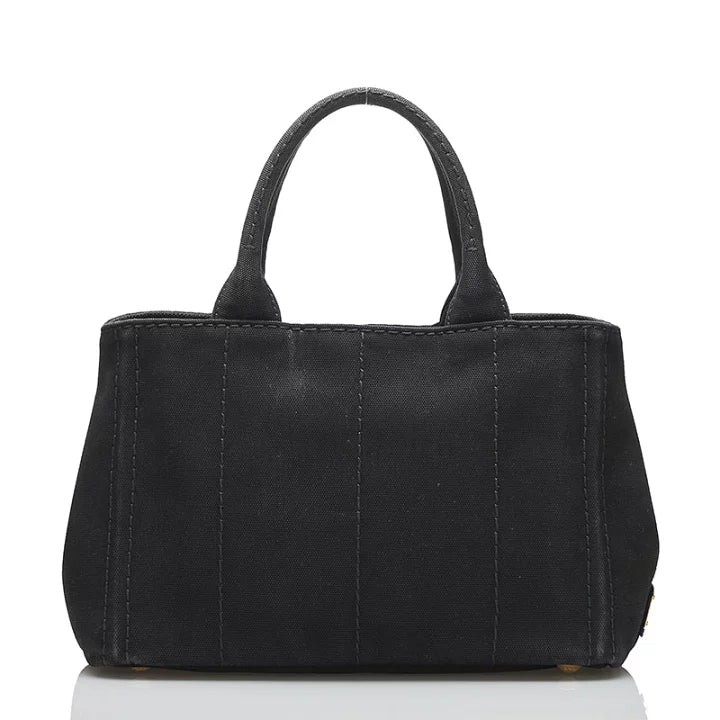 Prada Canapa Tote Bag Canvas Black Shoulder Bag
