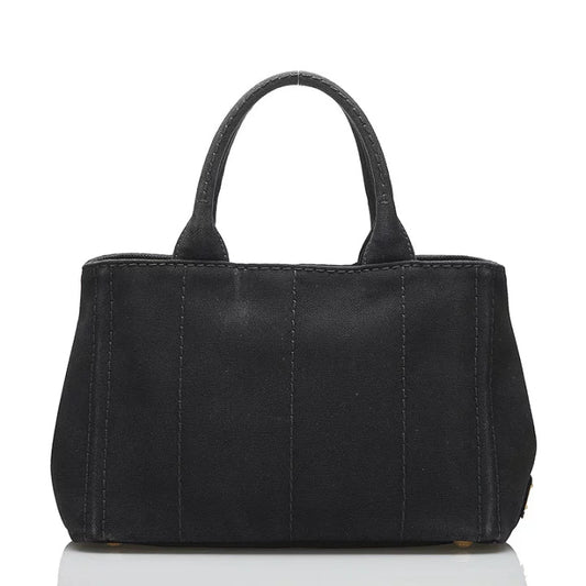 Prada Canapa Tote Bag Canvas Black Shoulder Bag