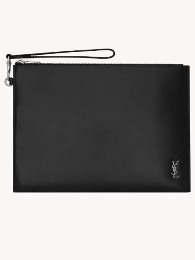 YSL Saint Laurent Luxury Trending Tiny Clutch Bag Monogram Black Silver 1Jb0E 1000 4