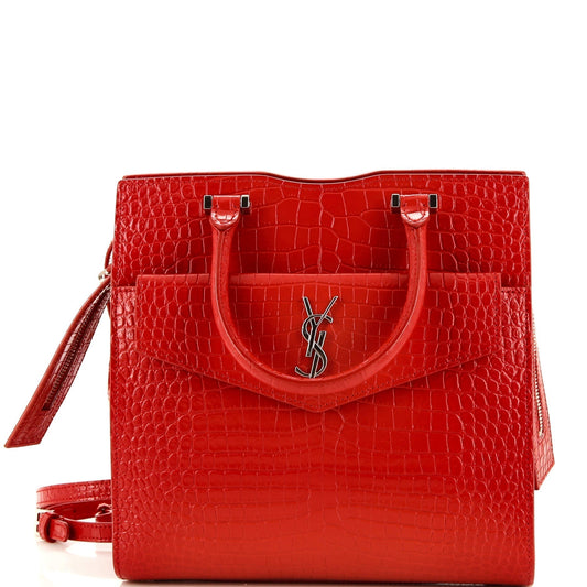 YSL Saint Laurent Saint Laurent Trending Uptown Tote Crocodile Embossed Leather Small Tote Bag