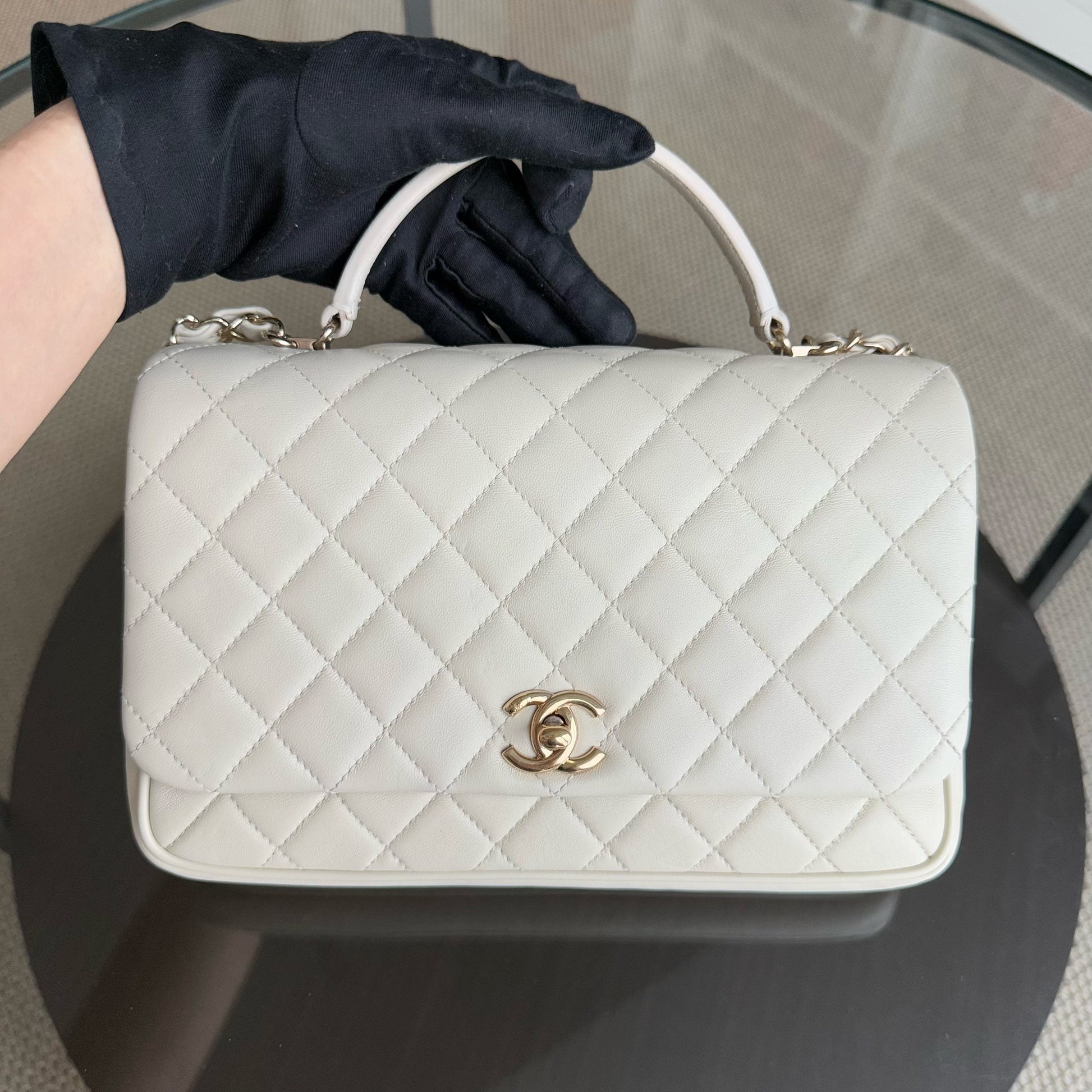 Chanel Citizen Chic Flap Bag - Medium Lambskin Quilted White Handbag