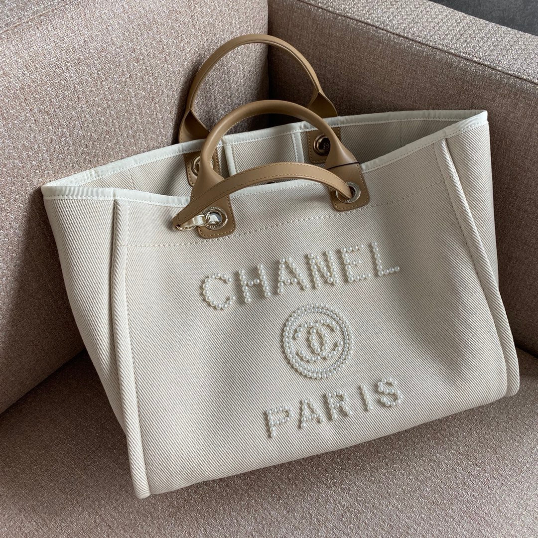 CHL Deauville Tweed Summer Collection White Tote Bag