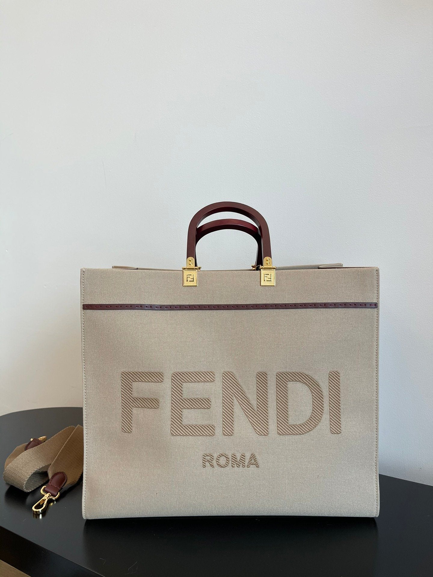 Fendi Sunshine Ff Beige Large Shoulder Bag