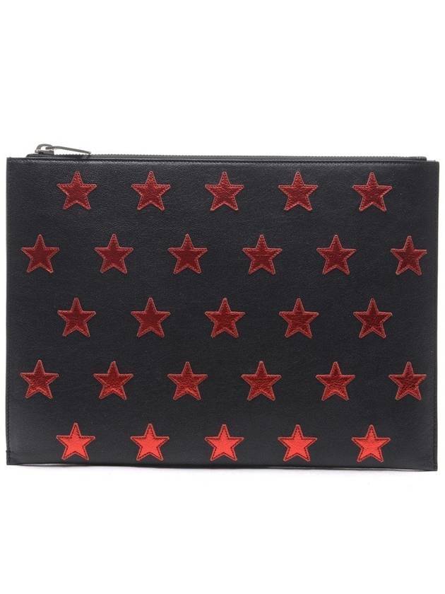 YSL Saint Laurent Saint Laurent Trending Star Patch Clutch Bag Leather Black Black Red