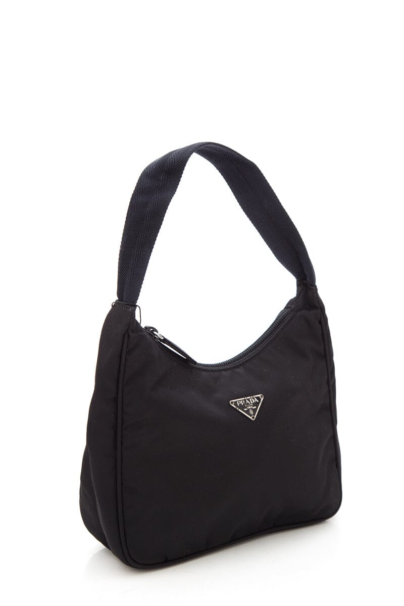 Prada Tessuto Hobo Handbag Nylon Black Shoulder Bag
