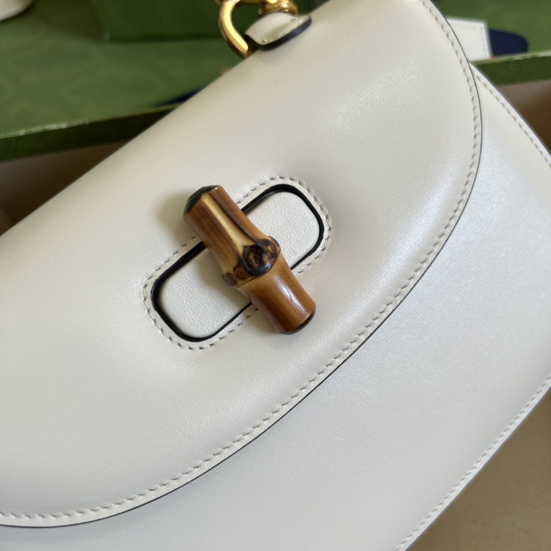 gg Bamboo 8.3in 21cm gg White Small Top Handle Handbag