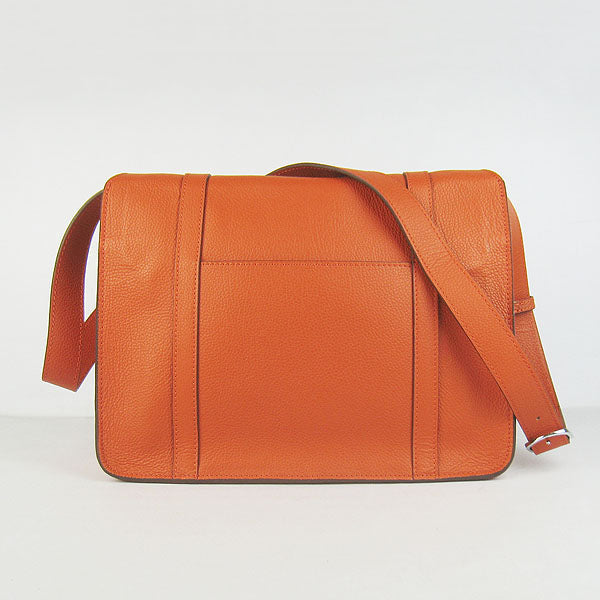 Hermes Luxury Steve Cow Orange Handbag Leather Travel Bag