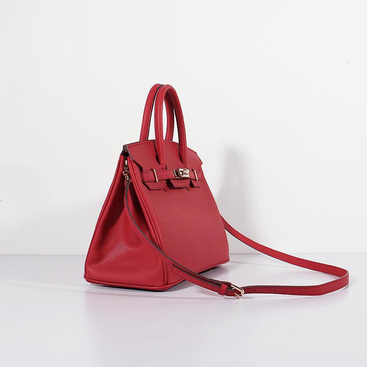 Hermes Luxury Cm Birkin Bag Epsom With Strap Leather Red Travel Bag