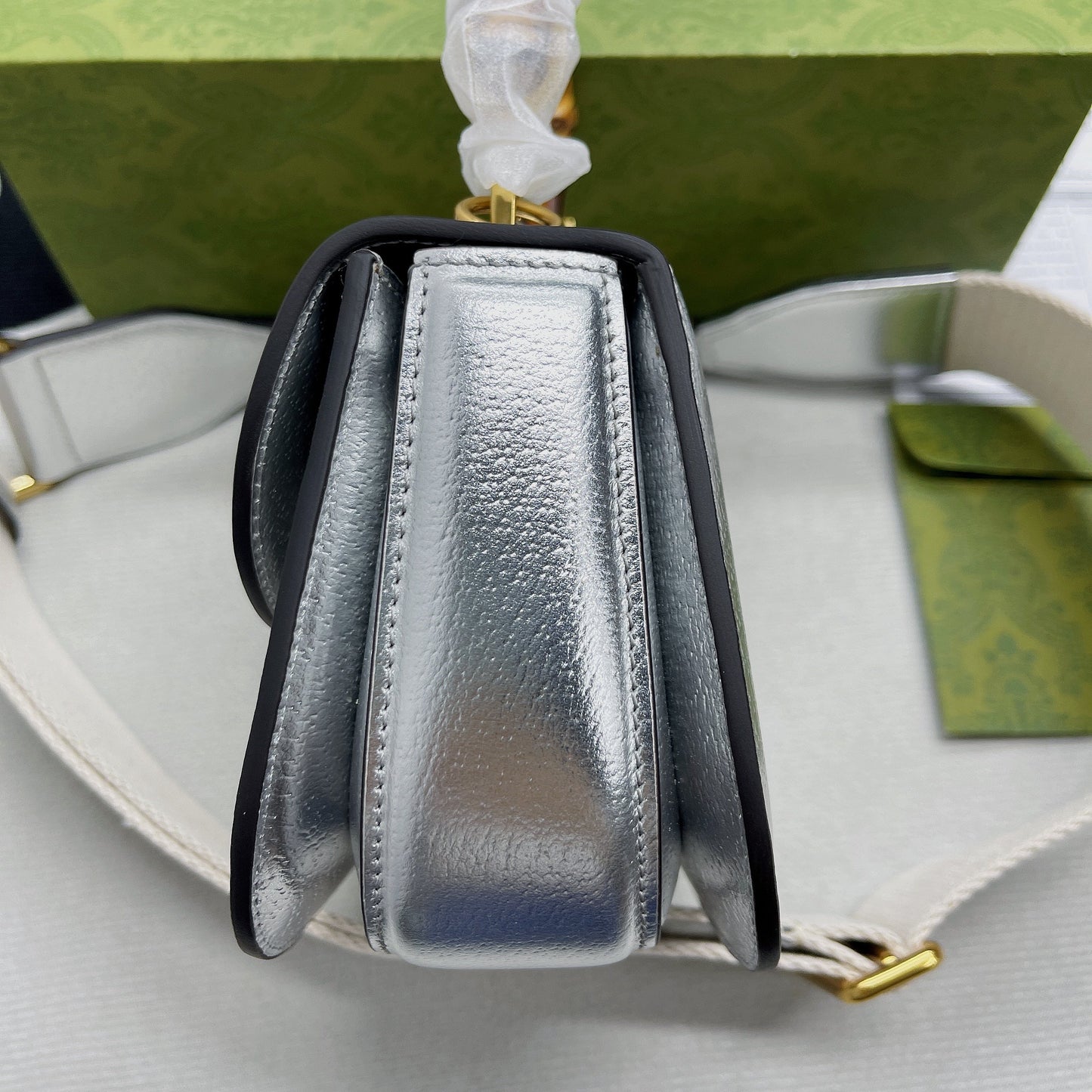 gg Bamboo , ’s 6.7in Silver Mini Top Handle Mini Bag