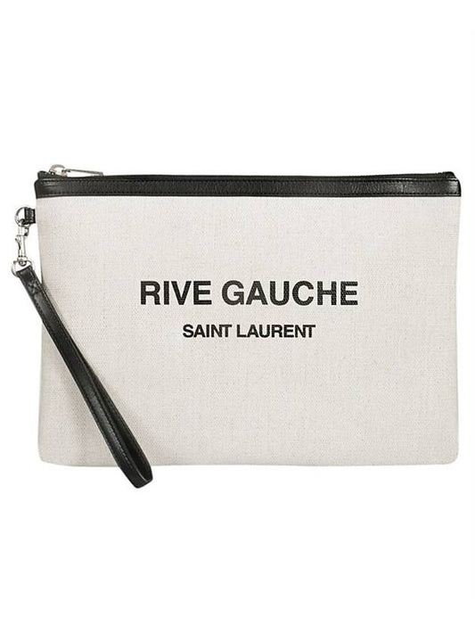 YSL Saint Laurent Saint Laurent Trending Rive Gauche Strap Clutch Canvas White Clutch Bag