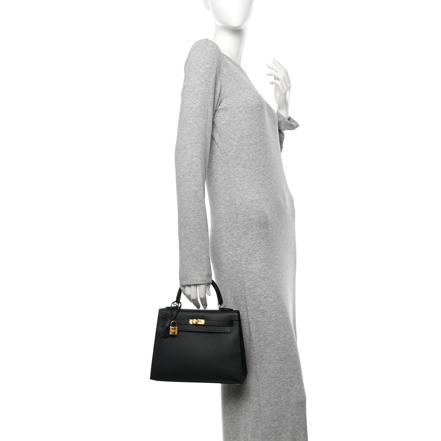 Hermes Epsom Kelly Sellier Handbag Black Travel Bag 25 Black 1755393