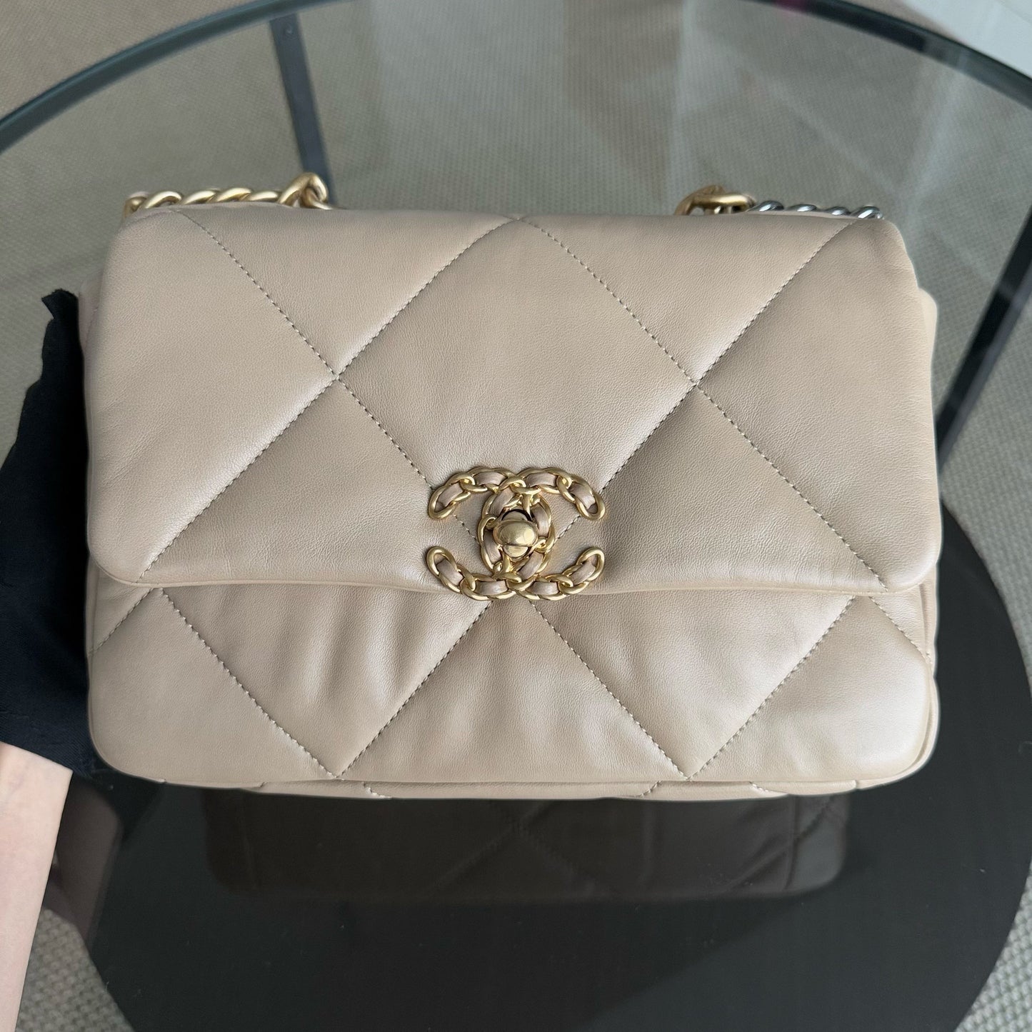 Chanel 19 Bag - Goatskin Two-tone Hardware Series Quilted Beige Handbag