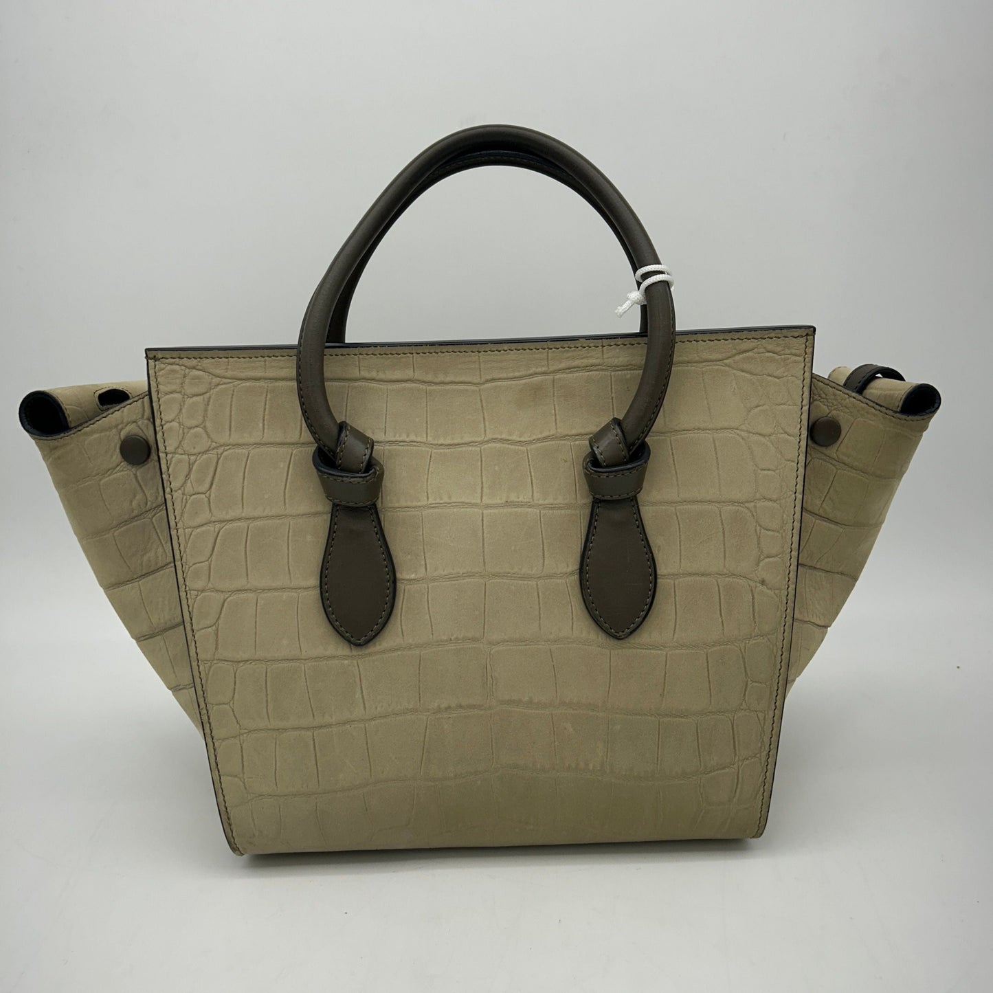 Luxury Crocodile Embossed Nubuck Calfskin Tie Knot Small Tote Bag